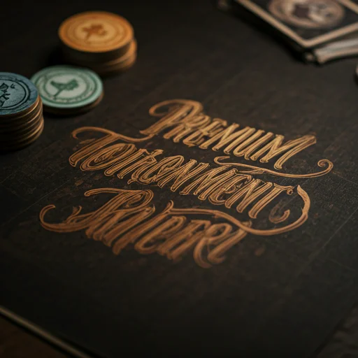 Close-up van een premium bordspeltoernooi-kalender met handgeschreven kalligrafie, houten tokens en zacht cinematisch licht